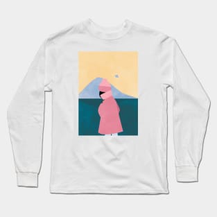 Nordic Girl Print, Icelandic Mountain,  Scandinavian Wall Art, Minimalistic, Modern Long Sleeve T-Shirt